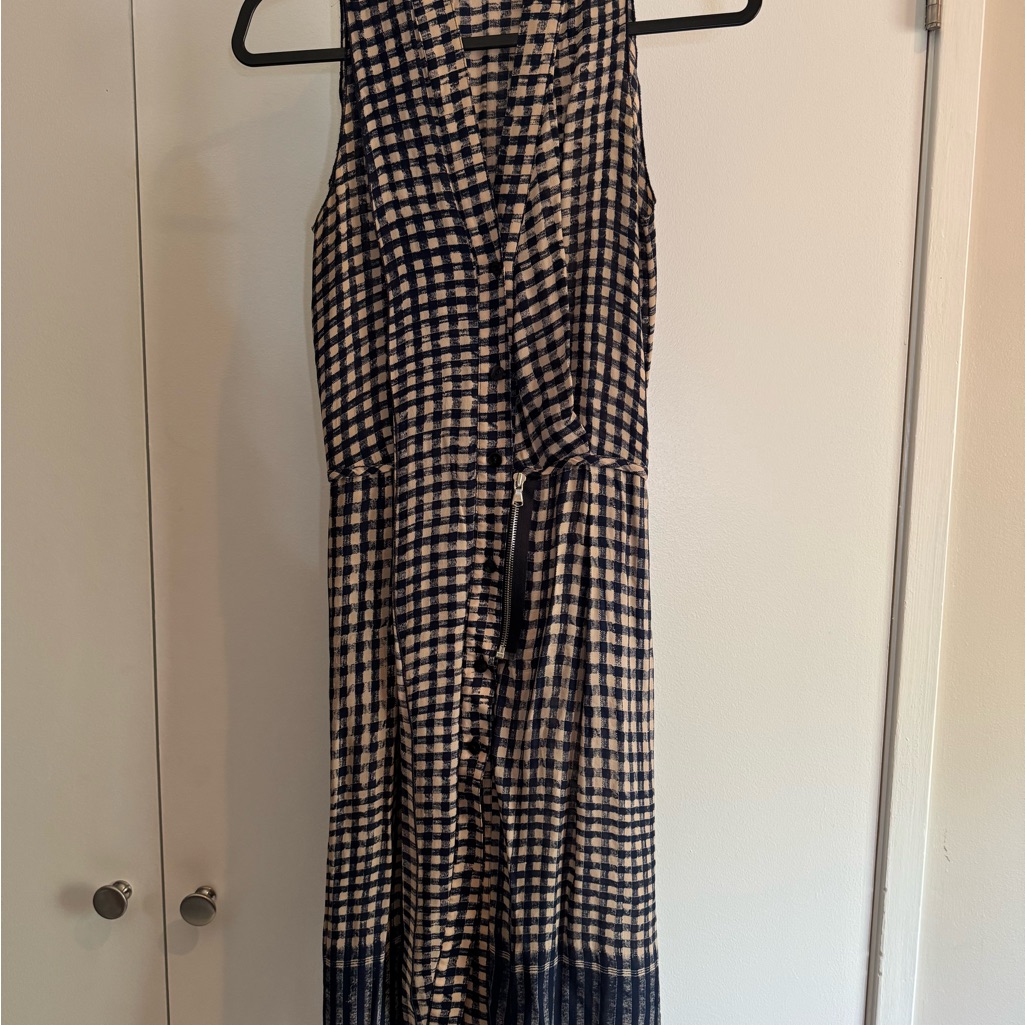Alasdair White And Blue Sleeveless Mini Dress With Pockets